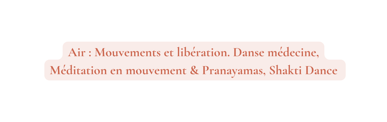 Air Mouvements et libération Danse médecine Méditation en mouvement Pranayamas Shakti Dance